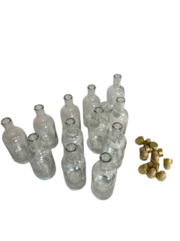 Glass Bottles - Spirit Polo - Clear Glass 350ml with Gold stopper (Box of 12) 