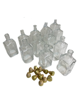 Glass Bottles - Spirit Two Pinch - Clear Glass 350ml with Gold stopper (Box of 12) 