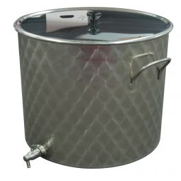 50 Litre Stainless Pan with Lid & Tap (Engine Turned Finish)