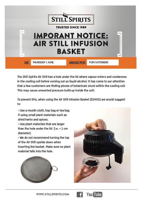Important Notice - For those with the Still Spirits Infusion Basket